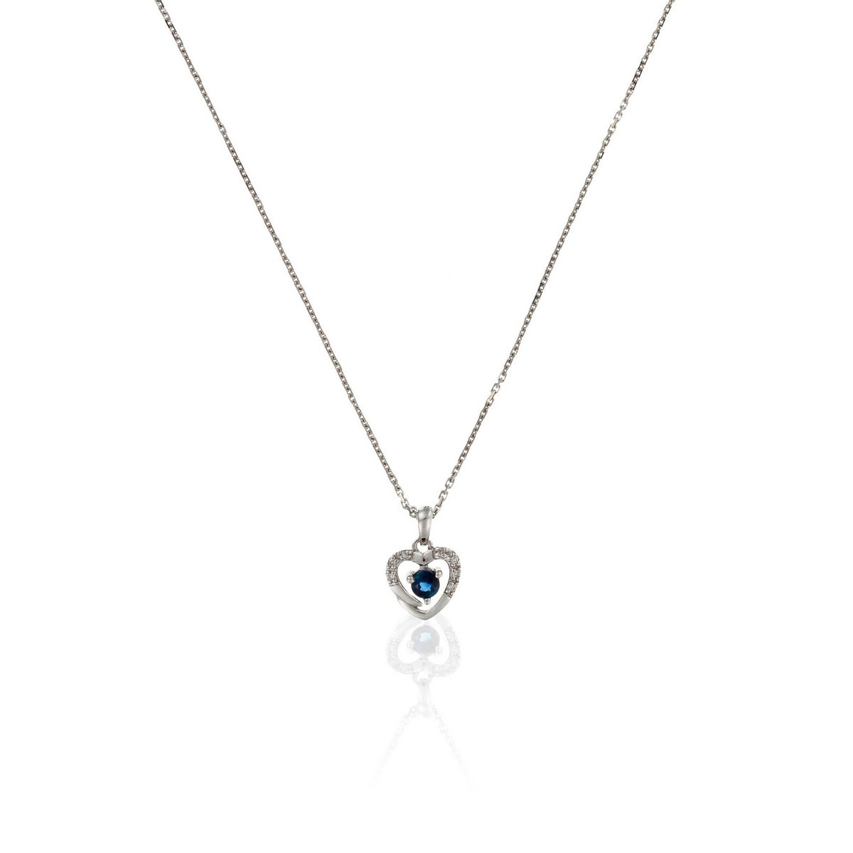 Pendentif Heart Or et Diamants Pendentif "Engouement Enchanté" Or blanc et Saphir