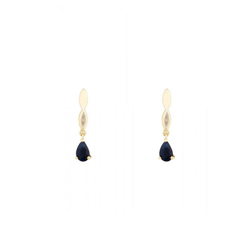 Boucles d'oreilles "Tiana" Or jaune et Saphir