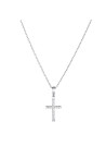 Pendentif Or Blanc et Diamants 0,06 carat "CROIX DU BONHEUR" + chaîne argent offerte