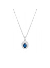 Pendentif Or Blanc Diamant et Saphir