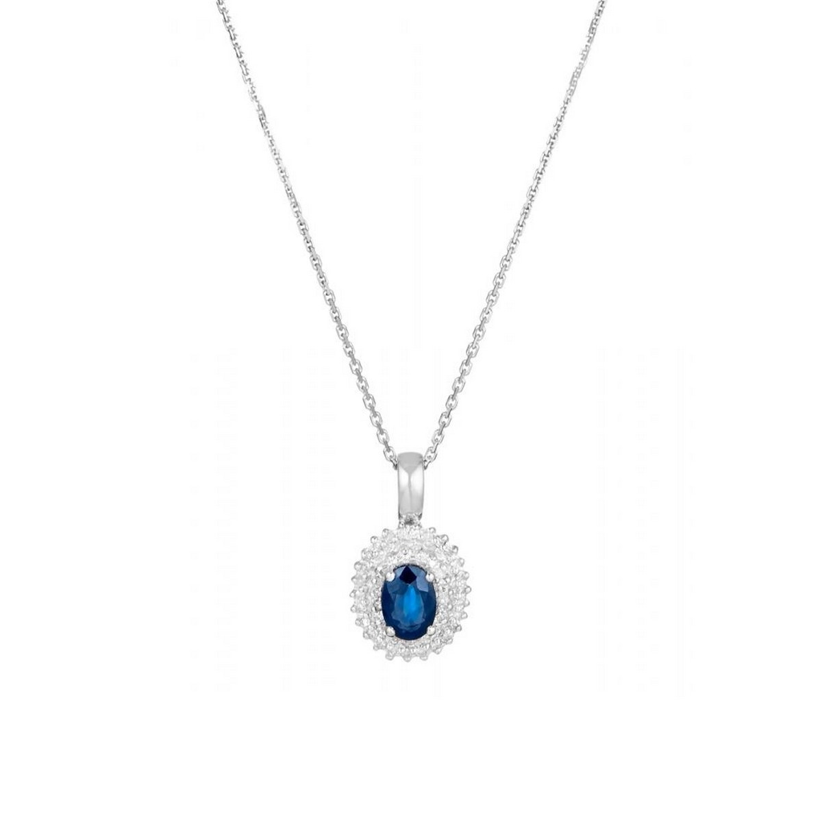 Pendentif Or Blanc Diamant et Saphir Pendentif "Lisandra" Or blanc et Saphir