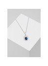Pendentif Or Blanc Diamant et Saphir