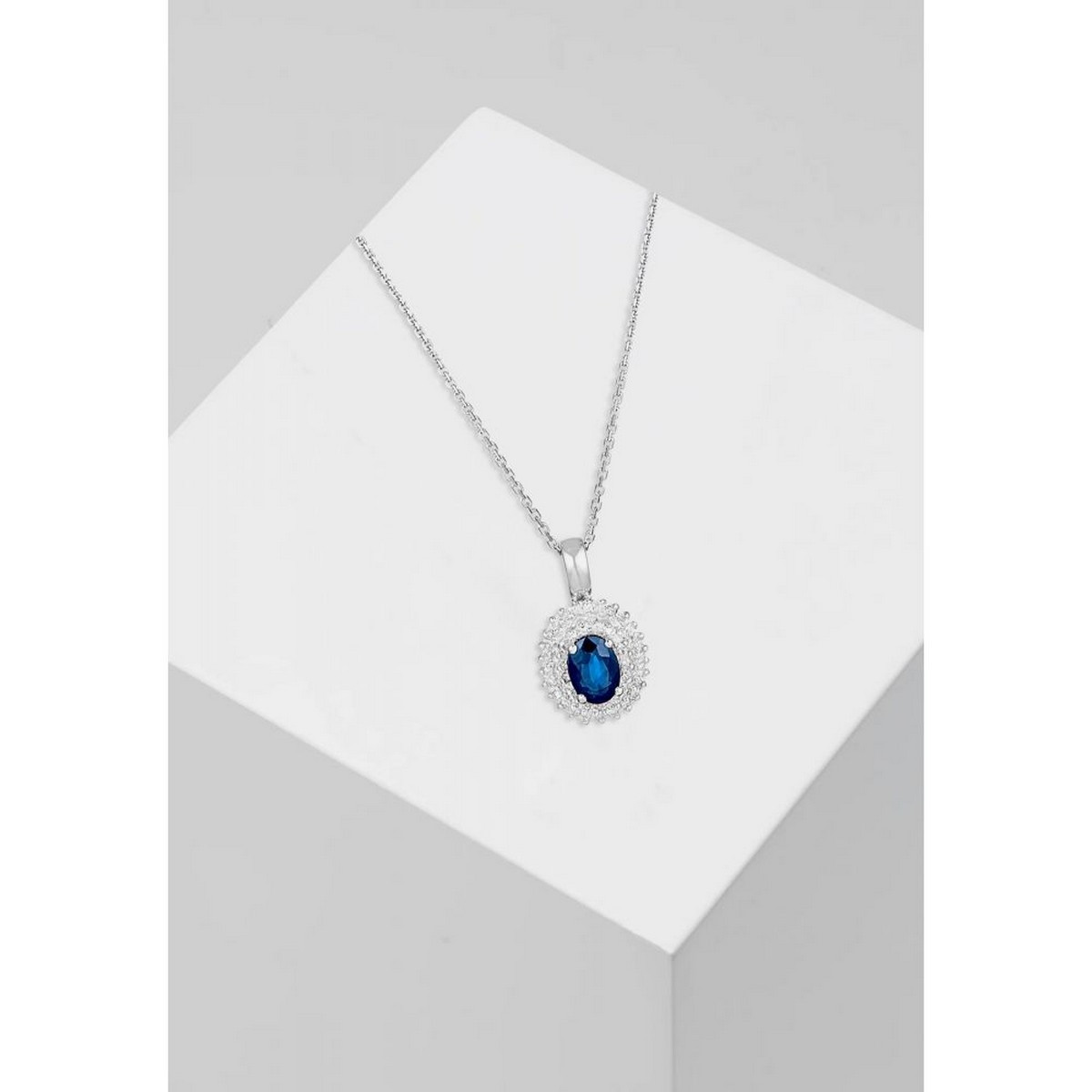 Pendentif Or Blanc Diamant et Saphir Pendentif "Lisandra" Or blanc et Saphir