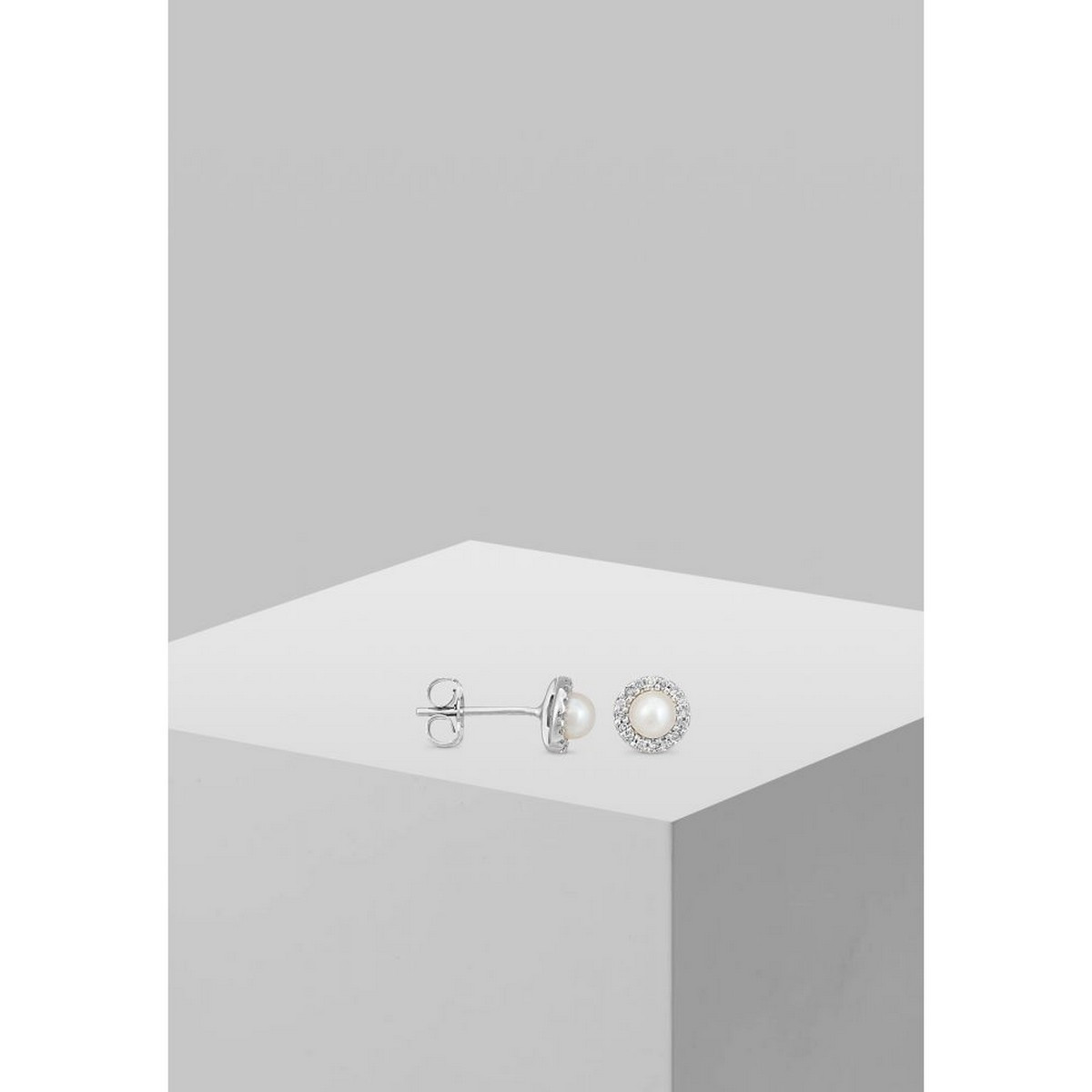 Boucles d'oreilles Or Blanc Diamant et Perle Boucles d'oreilles "Loyale" Or blanc et Perle