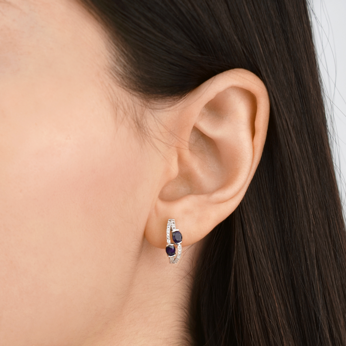 Boucles d'oreilles Or Blanc Diamant et Saphir Boucles d'oreilles "Harmonia" Or blanc et Saphir