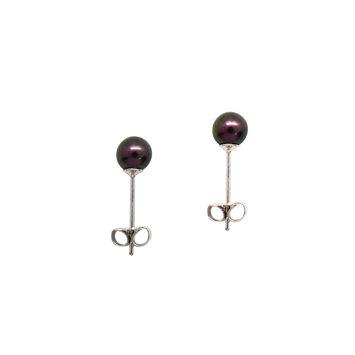 Boucles d'oreilles or blanc et perles de culture Noires "My Pearl"