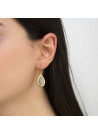 Boucles d'oreilles laiton doré montées de cristal de roche "Cyrielle"