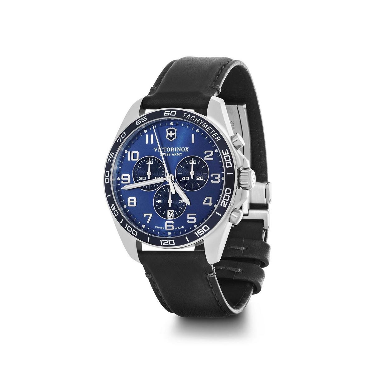 Montre Homme Victorinox FieldForce en cuir noir - 42 mm