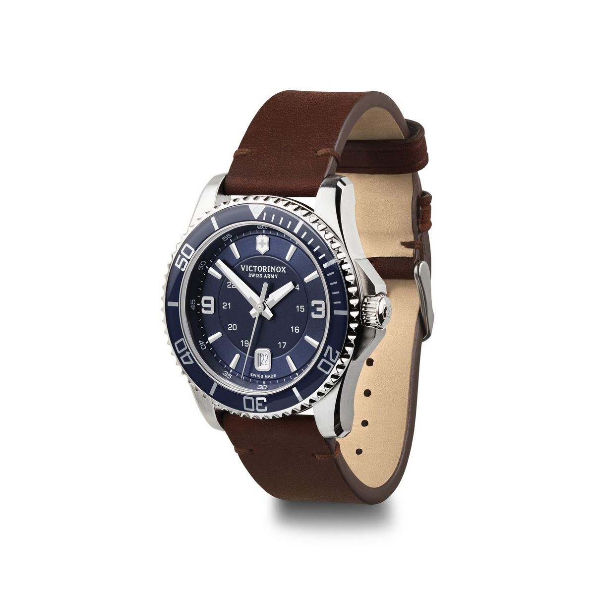 Montre Homme Victorinox Maverick en cuir marron - 43 mm