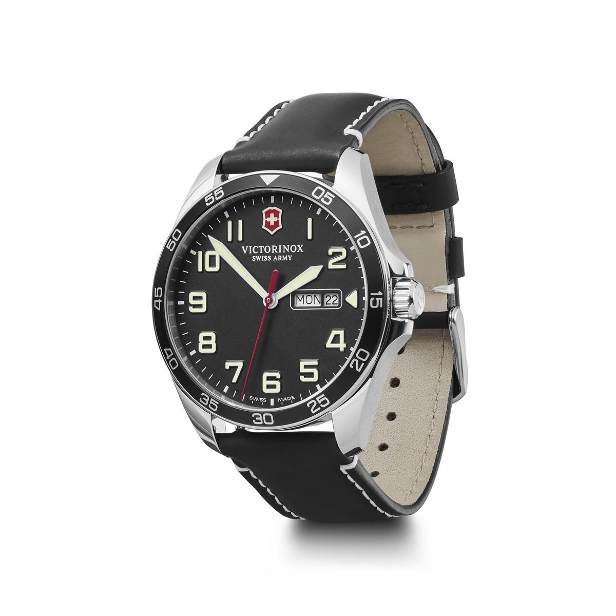 Montre Homme Victorinox FieldForce en cuir noir - 42 mm