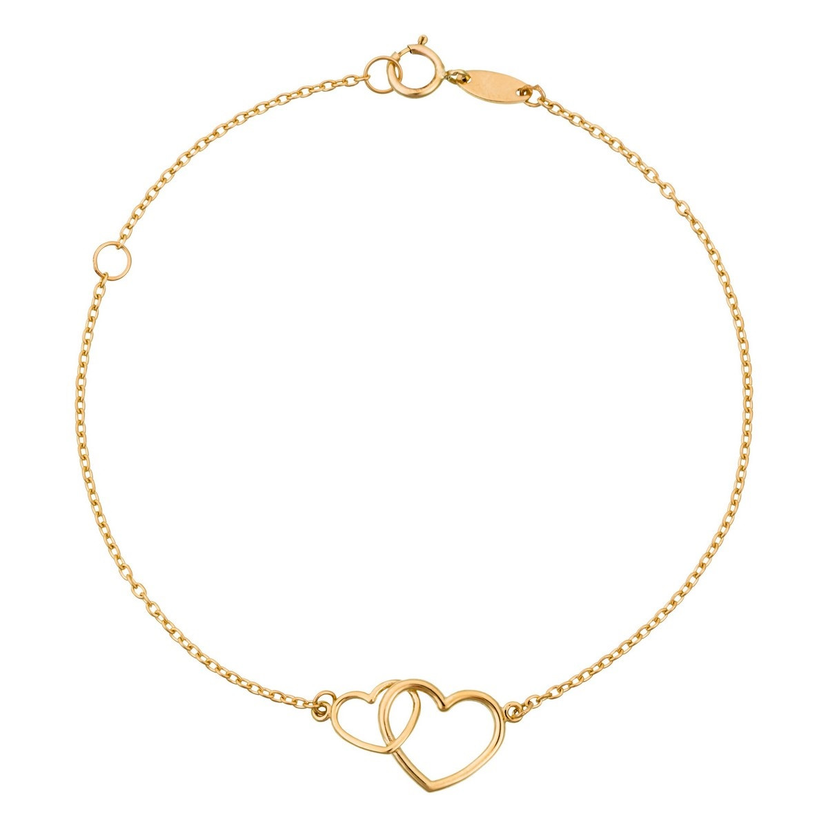 Bracelet "Duo d'amour" Or jaune 375/1000 Bracelet Coeurs Or jaune