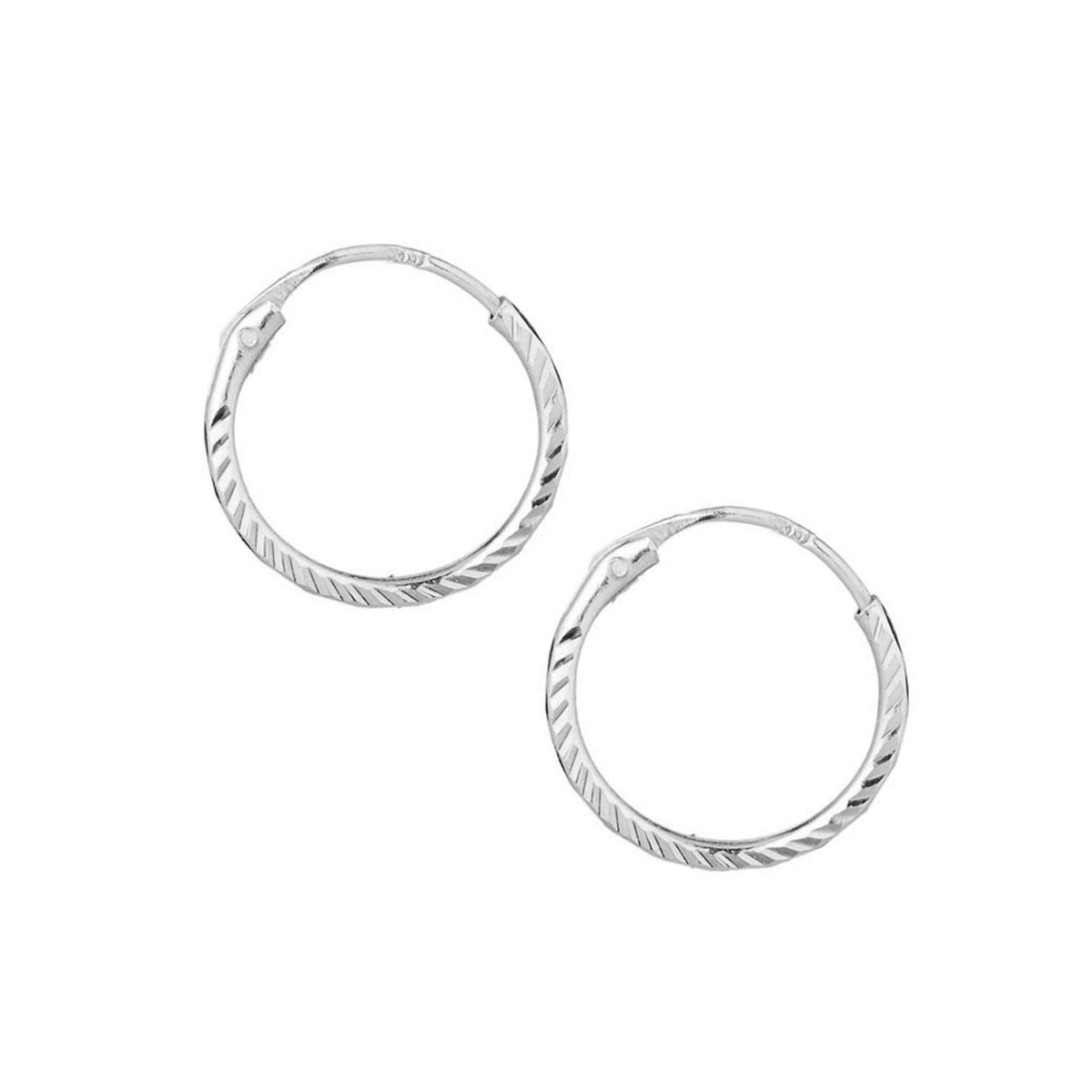 Boucles d'oreilles "Créoles Tango" Or Blanc 375/1000 Boucles d'oreilles "Tango" Or blanc