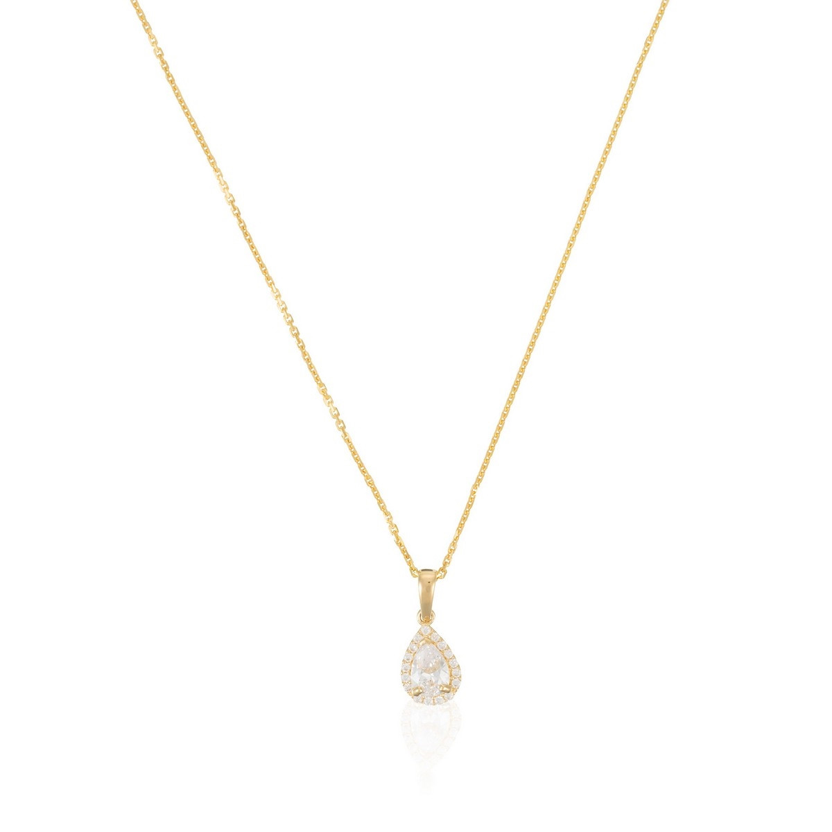 Pendentif " Goutte brillante" Or Jaune 375/1000 et Zirconium Pendentif "Chlorophylle" Or jaune