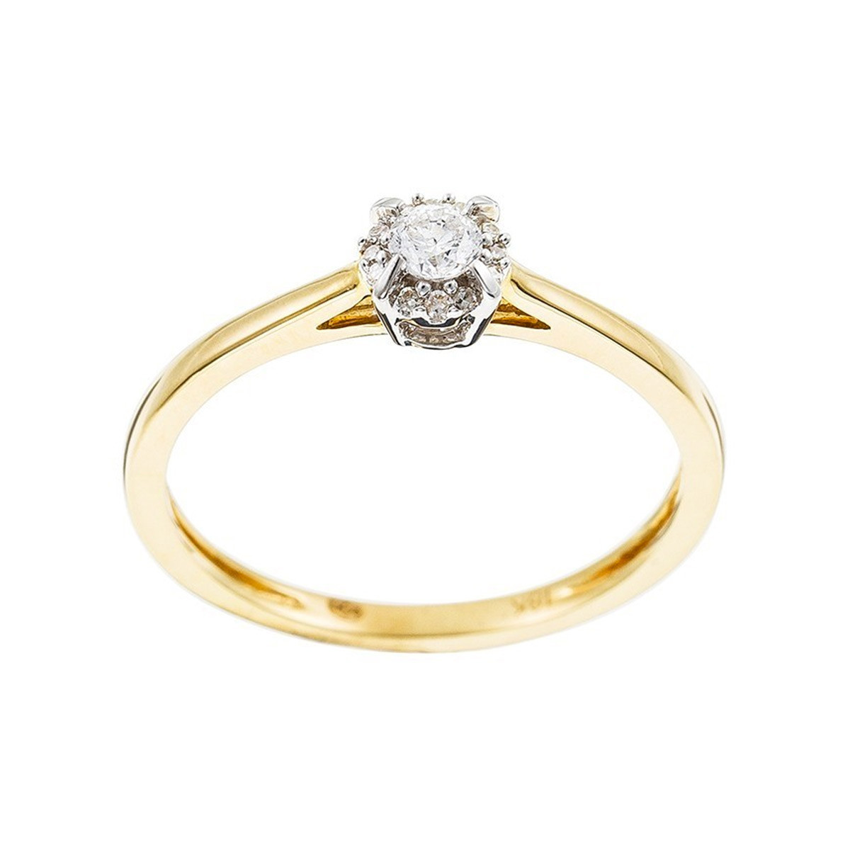 Solitaire Or Jaune et Diamants 0,10 carat "Amoureuse" Bague "Attachement Sublime" Or jaune et Diamant