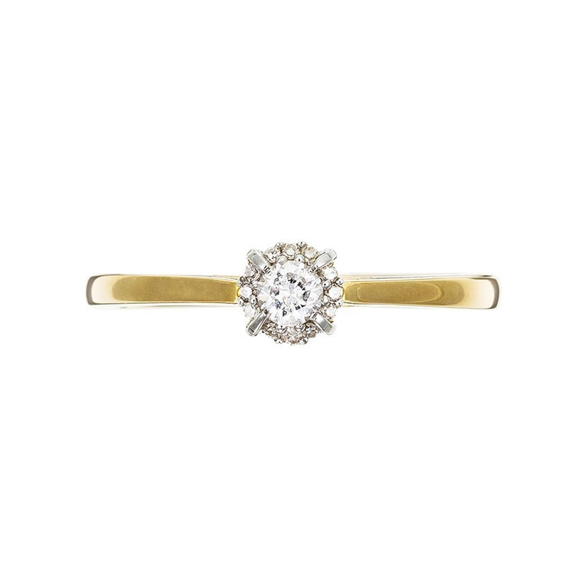 Solitaire Or Jaune et Diamants 0,10 carat "Amoureuse" Bague "Attachement Sublime" Or jaune et Diamant