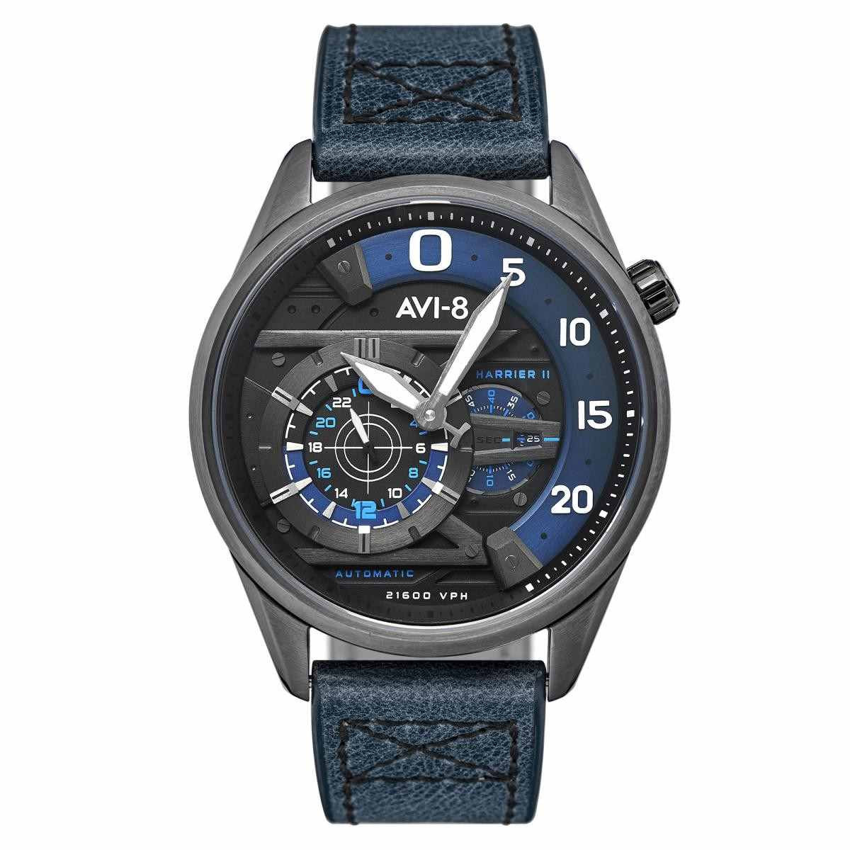 Montre Homme AVI-8 HAWKER HARRIER II Automatique Cadran bleu Bracelet cuir bleu Montre Homme AVI-8 Hawker Harrier II Automatique - AV-4070-02