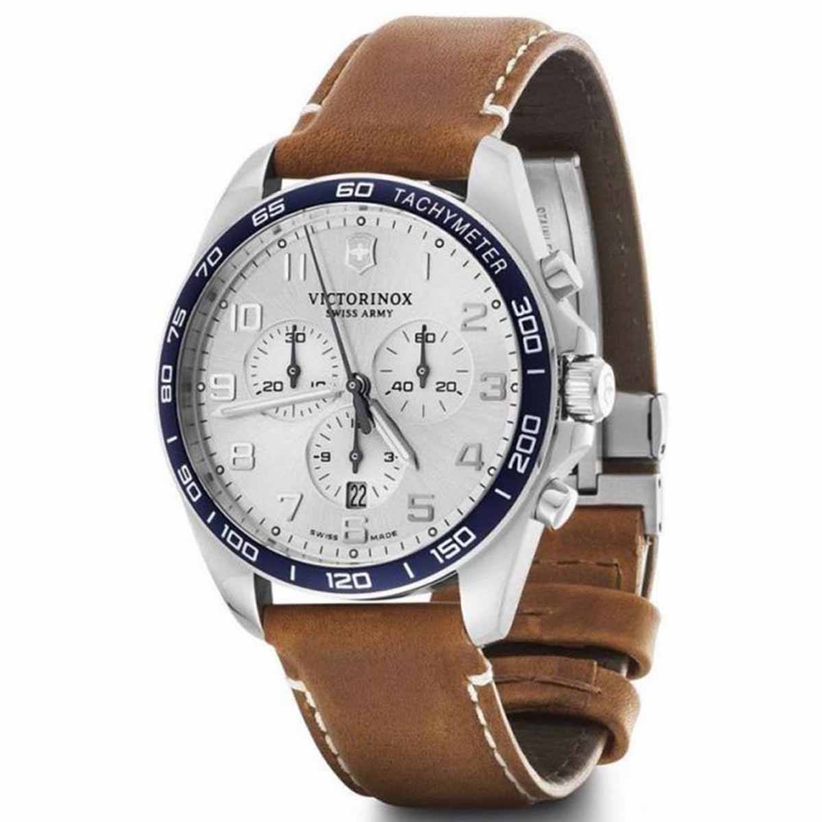 Montre Homme Victorinox FieldForce en cuir marron - 42 mm