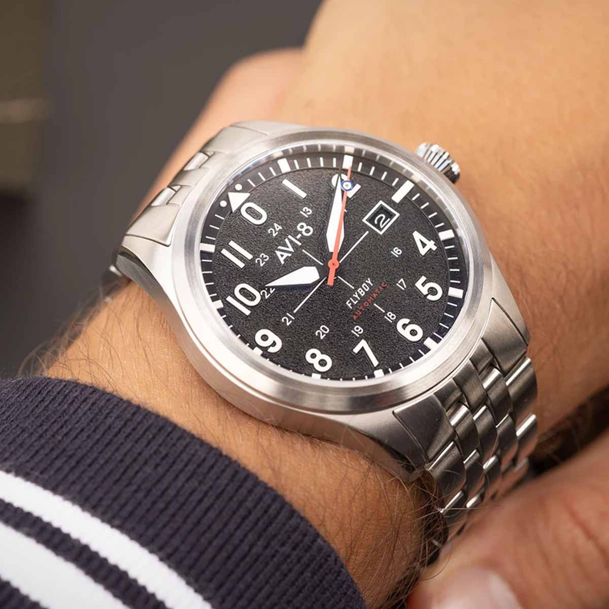 Montre AVI-8 FLYBOY LAFAYETTE automatique cadran noir Montre AVI-8 Flyboy Lafayette - Automatique - AV-4075-11
