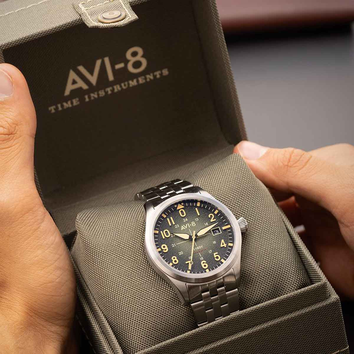 Montre AVI-8 FLYBOY LAFAYETTE automatique cadran vert Montre AVI-8 Flyboy Lafayette - Automatique - AV-4075-33
