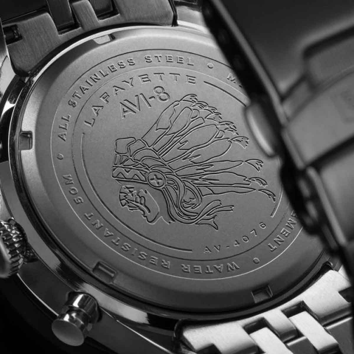 Montre AVI-8 FLYBOY LAFAYETTE méca-quartz cadran noir Montre AVI-8 FLYBOY LAFAYETTE méca-quartz cadran noir