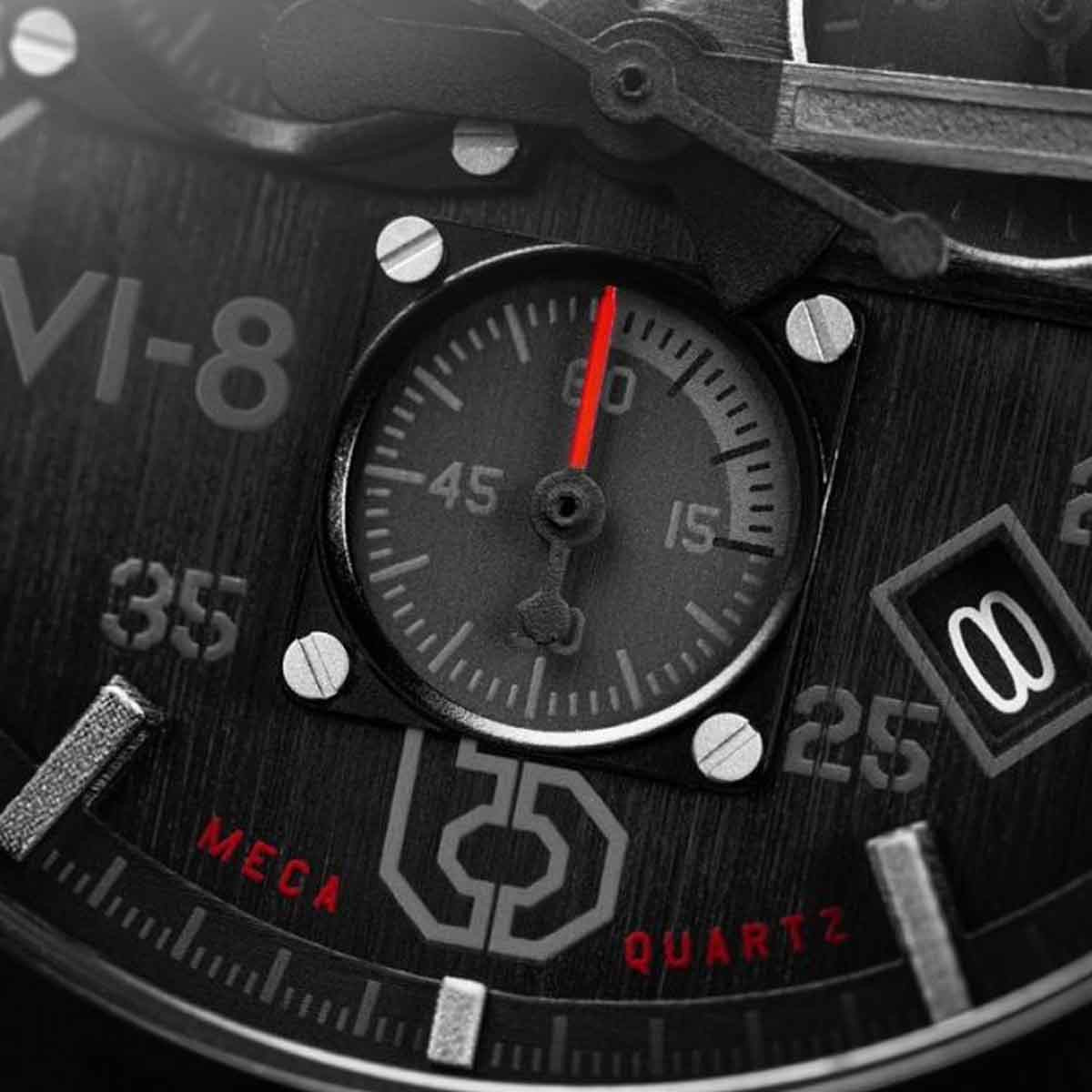 Montre AVI-8 P-51 MUSTANG méca-quartz chronographe - cadran noir - bracelet gris Montre AVI-8 P-51 Mustang - Quartz Chronographe - AV-4077-03
