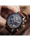 Montre Homme AVI-8 HAWKER HARRIER II Quartz Cadran acier marron  bracelet cuir véritable