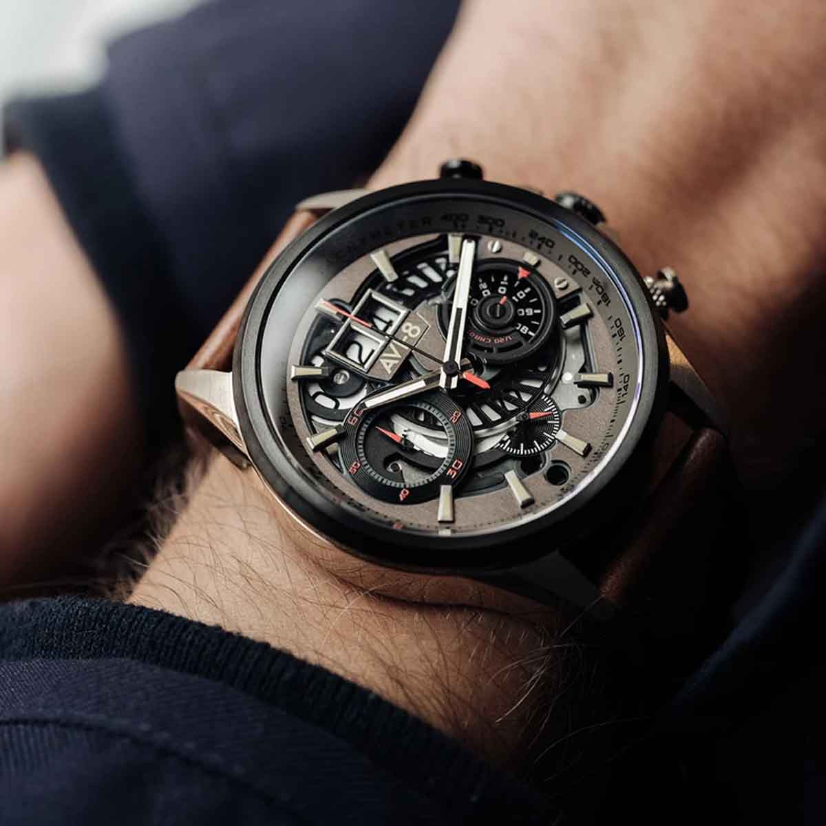 Montre Homme AVI-8 HAWKER HARRIER II en cuir marron Montre Homme AVI-8 Hawker Harrier II - Automatique - AV-4070-04