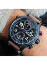 Montre AVI-8 HAWKER HUNTER  méca-quartz chronographe - cadran noir et bracelet marron