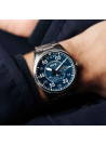 Montre Homme AVI-8 SPITFIRE Automatique Cadran acier bleu  Bracelet acier + Bracelet cuir