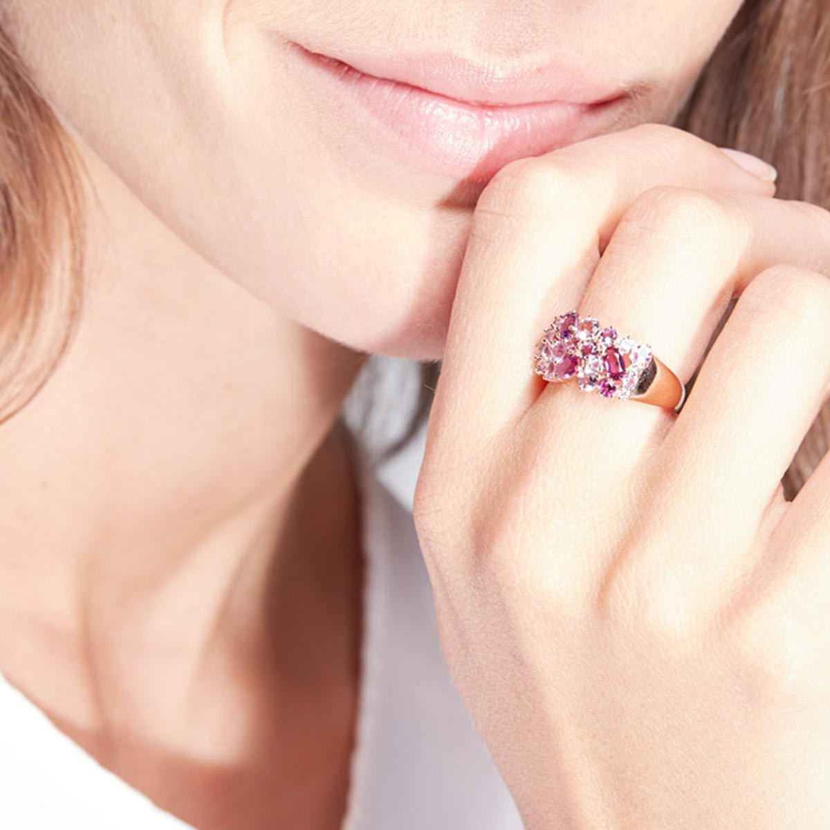 Bague "Créative" Or rose et Multipierres