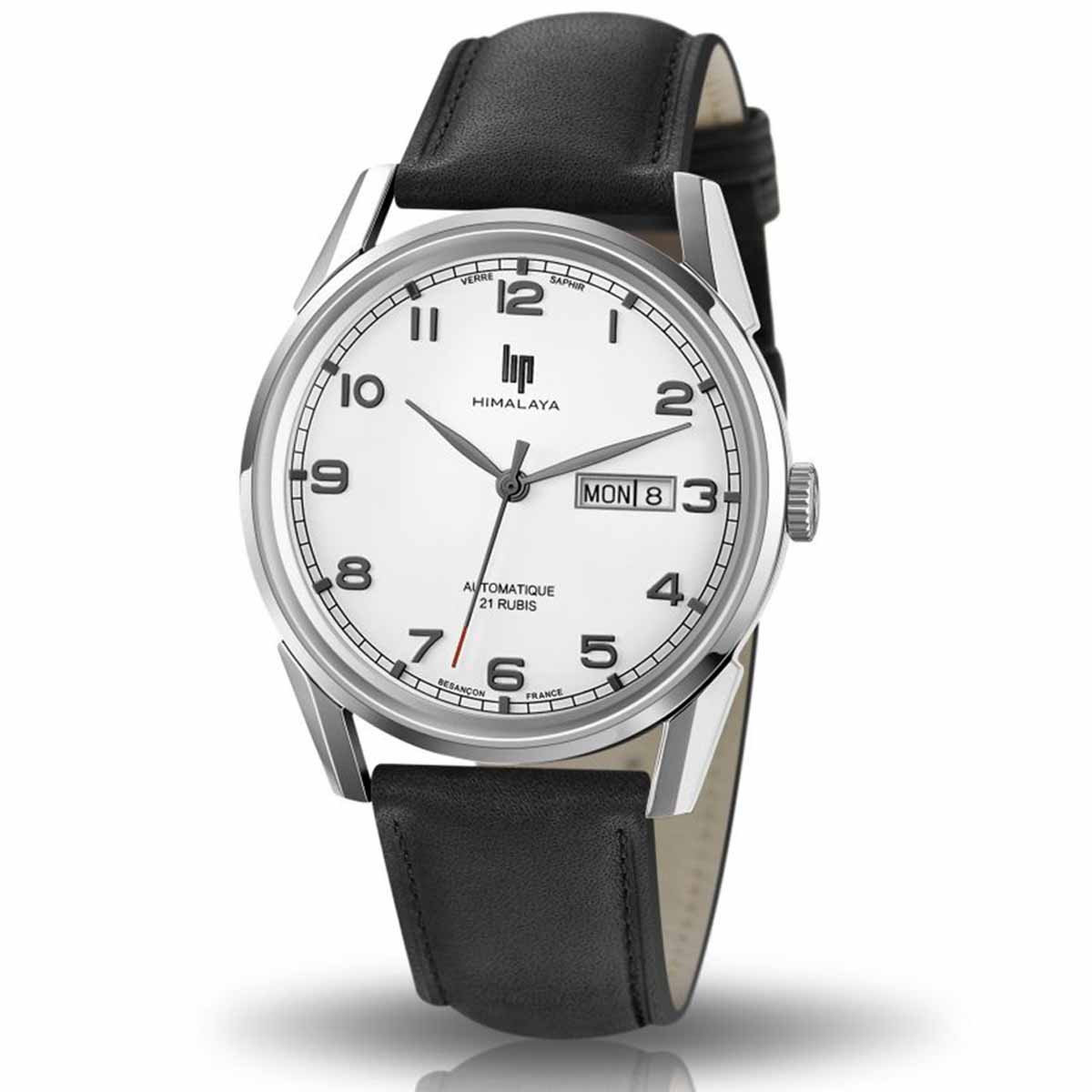 Montre Homme Lip HIMALAYA automatique en cuir noir 