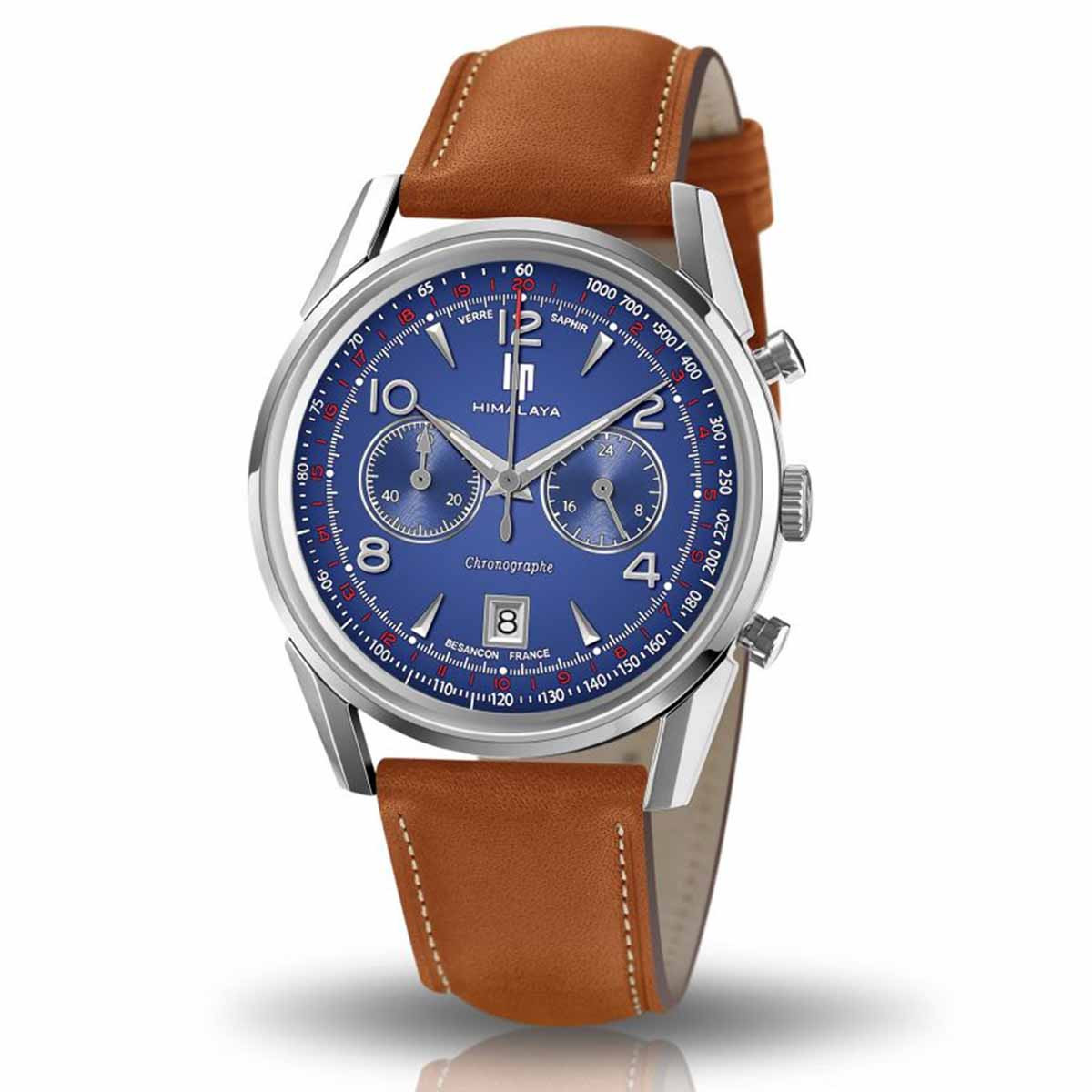 Montre Homme Lip HIMALAYA en cuir marron