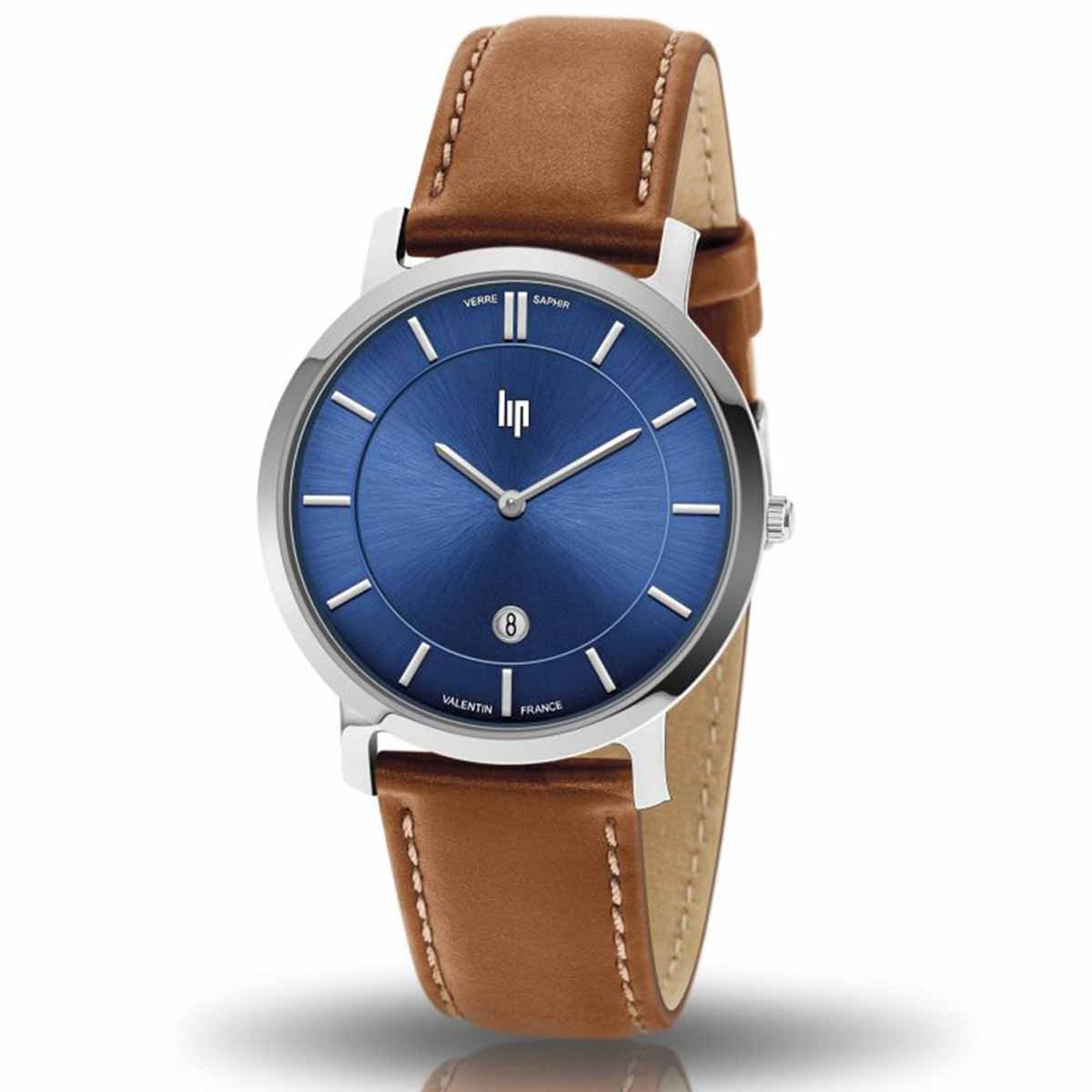 Montre mixte Lip "VALENTIN" 39 mm cadran bleu foncé - 671704 quartz