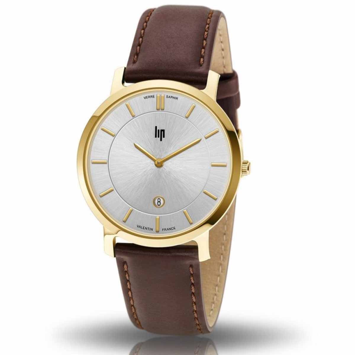 Montre mixte Lip "VALENTIN" 39 mm cadran argenté - 671701 quartz Montre mixte Lip "VALENTIN" 39 mm cadran argenté - 671701 quartz