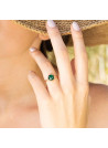 Bague laiton doré montée d'une agate verte " Ella "