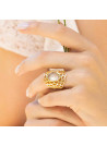 Bague laiton doré montée d'une améthyste vert d'eau " Freida "