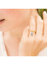 Bague Ajustable laiton doré montée d'une aventurine bleue " Athéna "