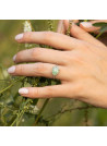 Bague laiton argenté montée d'une aventurine verte " Lily "