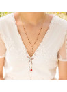 Collier laiton doré monté d'une jade rouge " Rosie "