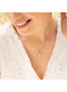 Collier laiton doré monté d'une amazonite, quartz verte " Inés "