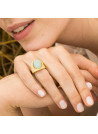 Bague ajustable doré et amazonite