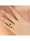 Bague ajustable doré et lapis