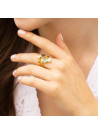 Bague ajustable doré et multipierres