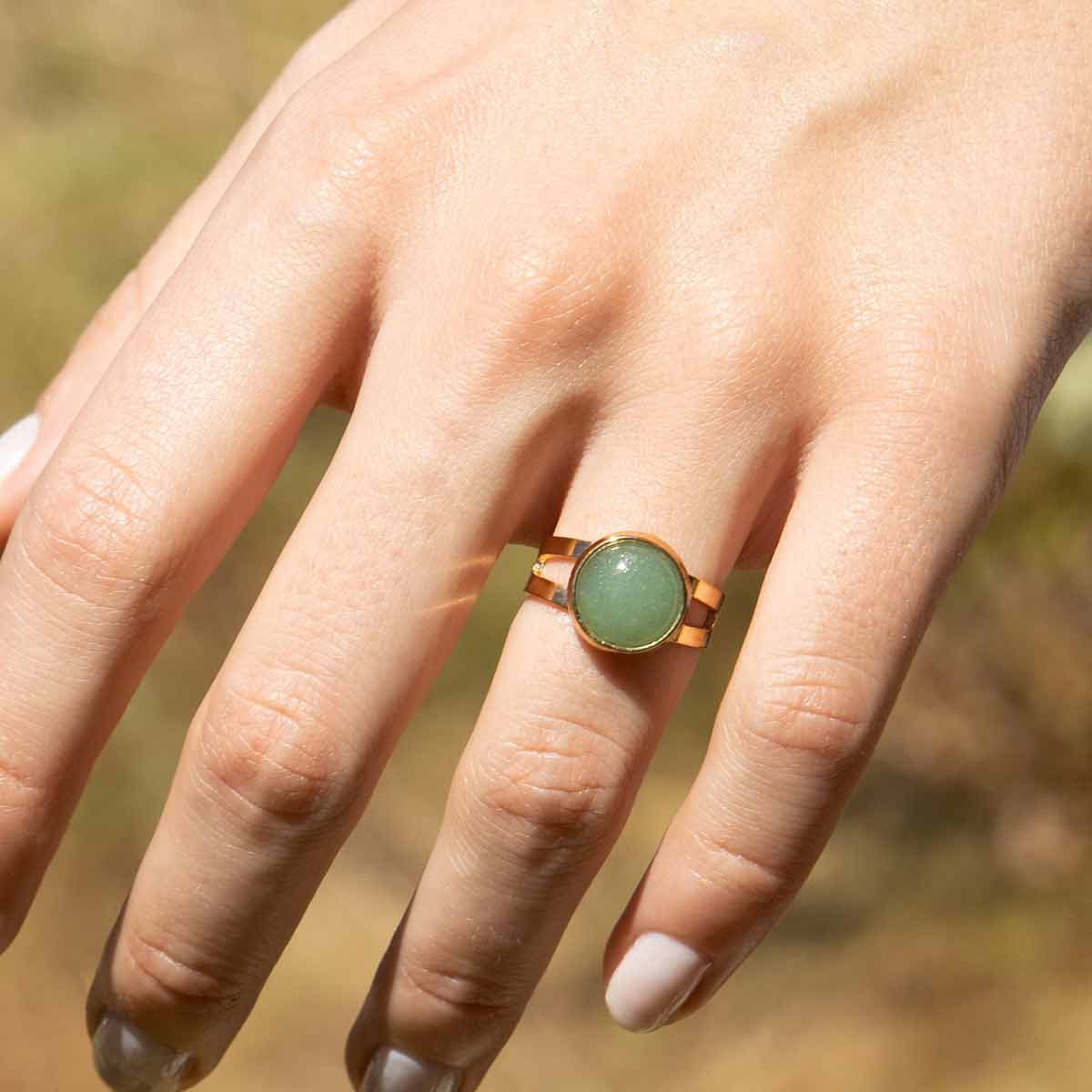 Bague ajustable dorée "Lola Aventurine"