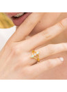 Bague ajustable doré et multipierres