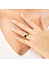 Bague doré ornée d'onyx et labradorite