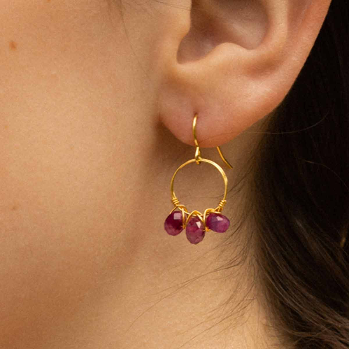 Boucles d'oreilles dorées et Agate