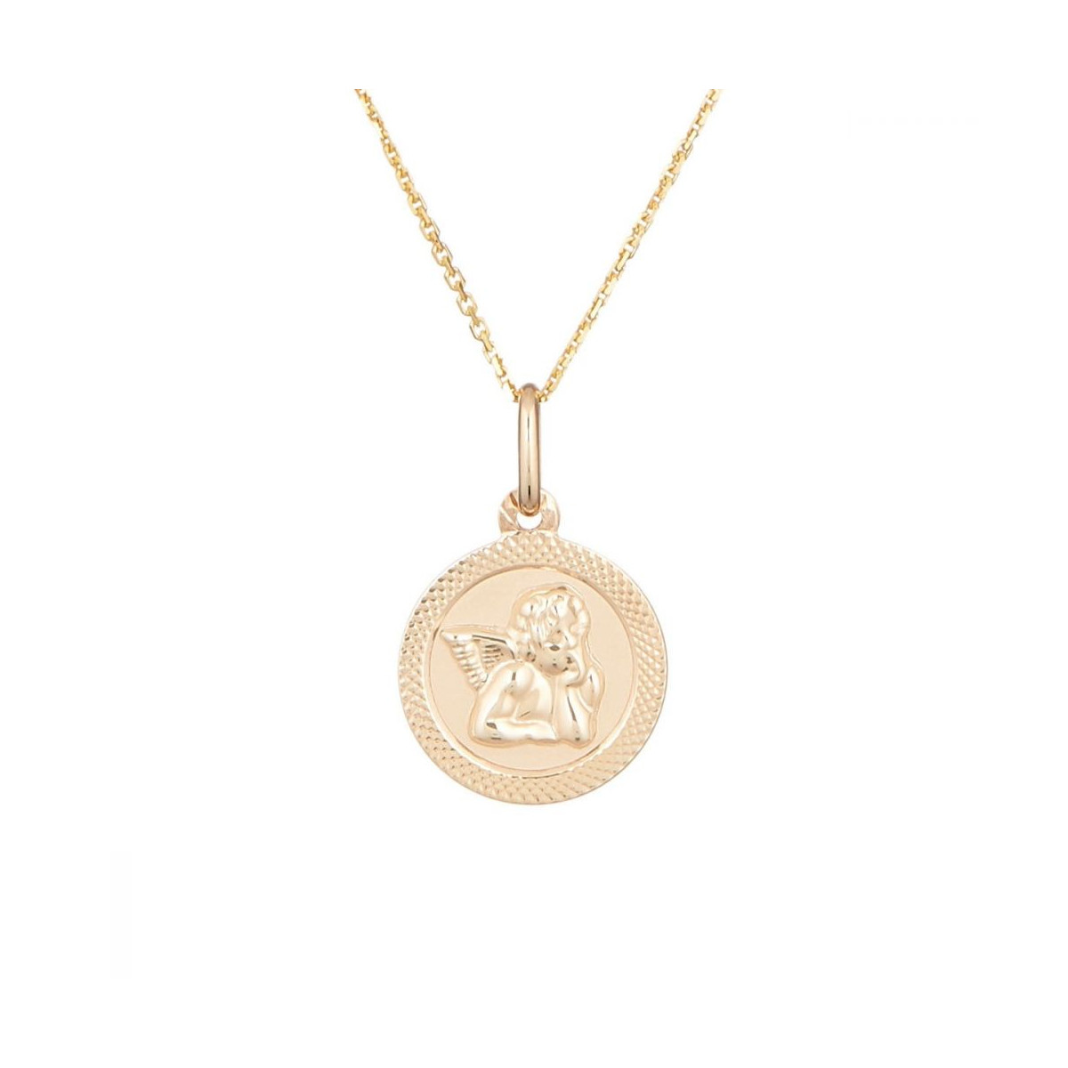 Pendentif médaille ange en or jaune 9k Pendentif Or jaune 375/1000