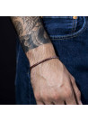 Bracelet Homme ajustable acier, perles et cordon rouge "RED WAX"