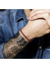 Bracelet Homme ajustable acier et perles de rocaille rouge "RED DISK STONE"